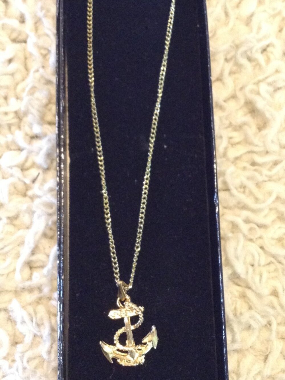 NWOT Costume Jewelry Anchor Necklace 24" Gold tone Nautical Ship's Captain Matey